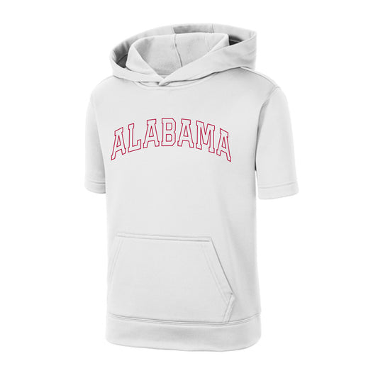 The Alabama Arch Outline | Youth White Short Sleeve Hoodie