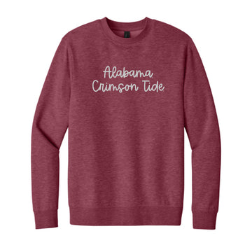 The Alabama Crimson Tide Script | Embroidered Heathered Cardinal Fleece Crew