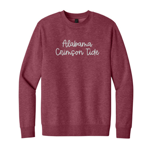The Alabama Crimson Tide Script | Embroidered Heathered Cardinal Fleece Crew