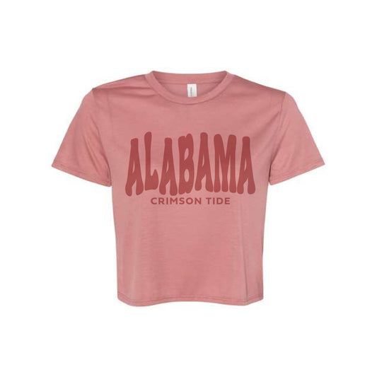 The Alabama Crimson Tide Wavy | Mauve Crop Tee