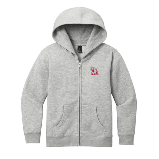 The Alabama Elephant A Logo Outline | Embroidered Youth Light Heather Grey Hoodie