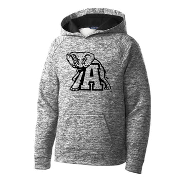 The Alabama Elephant A Logo Outline | Youth Black Electric Hoodie