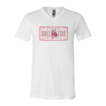 The Alabama License Plate | White V-Neck