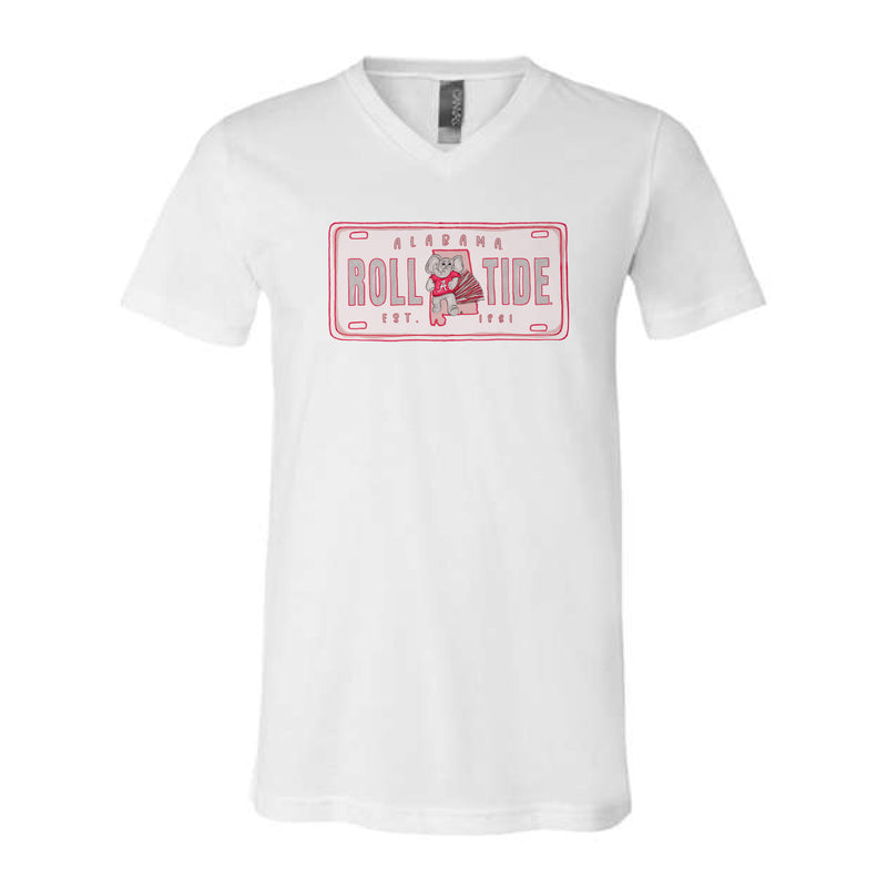 The Alabama License Plate | White V-Neck