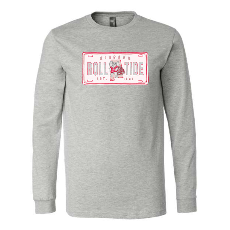 The Alabama License Plate | Athletic Heather Long Sleeve Tee