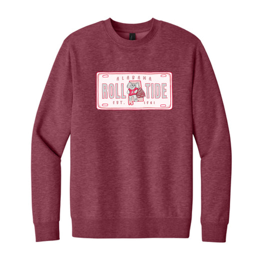 The Alabama License Plate | Heather Cardinal Sweatshirt