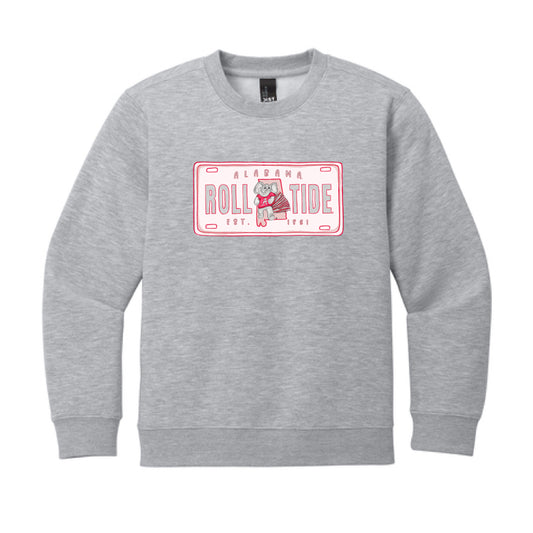 The Alabama License Plate | Youth Light Heather Grey Sweatshirt