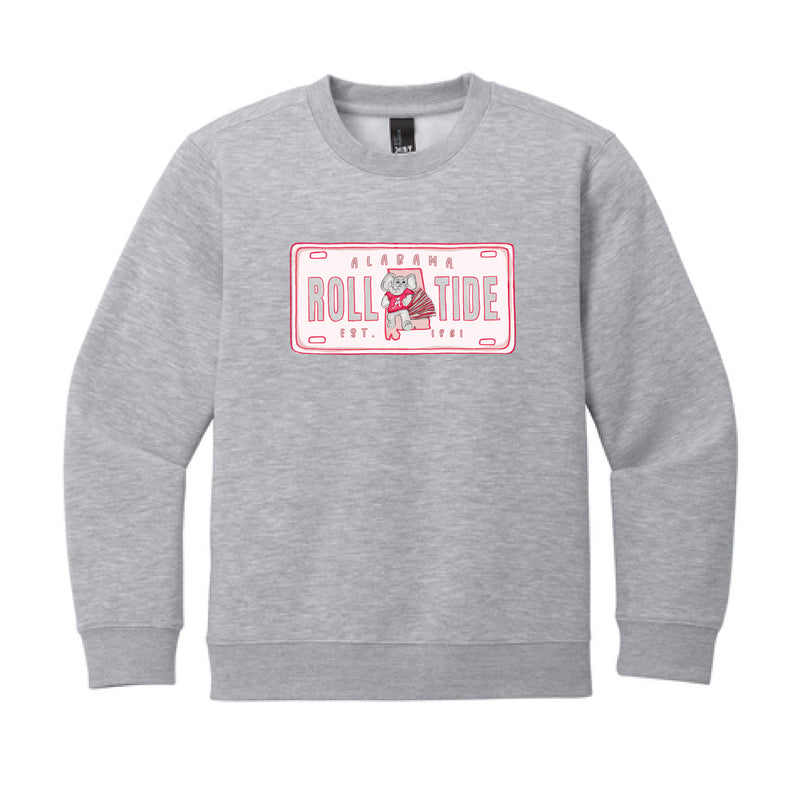 The Alabama License Plate | Youth Light Heather Grey Sweatshirt