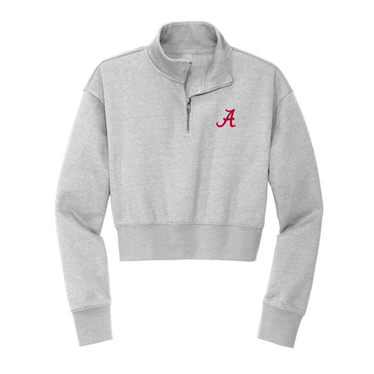 The Alabama A Logo | Embroidered Light Heather Grey Fleece 1/2 Zip
