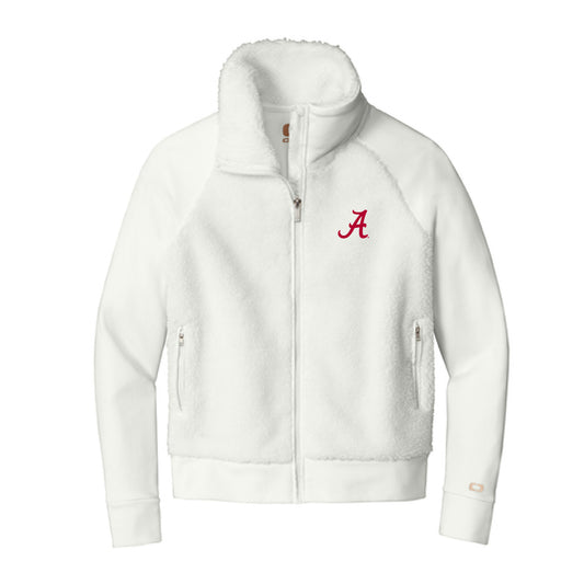 The Alabama A Logo | Embroidered Ivory Snow Sherpa Full Zip