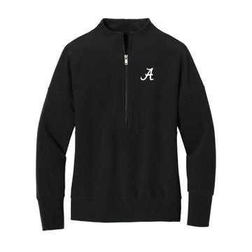 The Alabama A Logo | Embroidered Black 1/4 Zip Sweatshirt