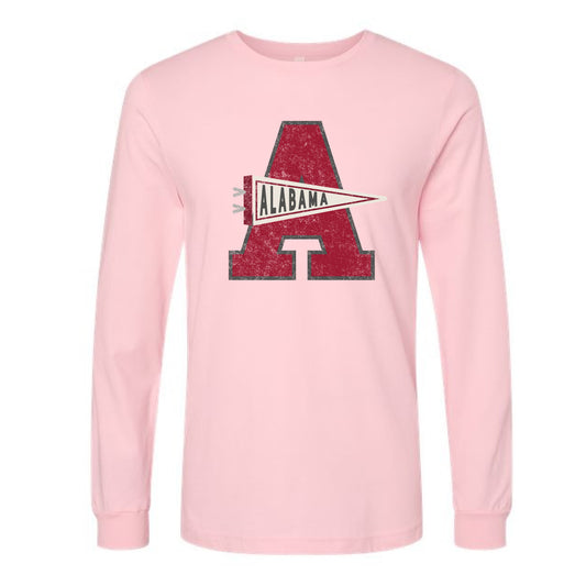 The Alabama Pennant A | Pink Long Sleeve Tee