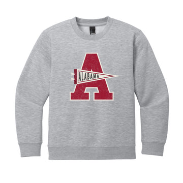 The Alabama Pennant A | Youth Light Heather Grey Sweatshirt