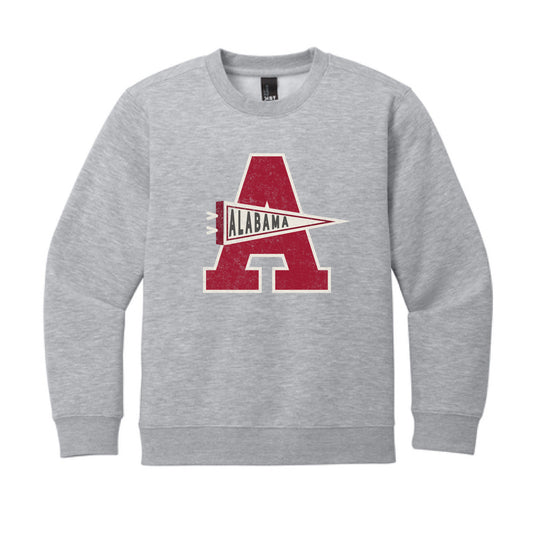 The Alabama Pennant A | Youth Light Heather Grey Sweatshirt