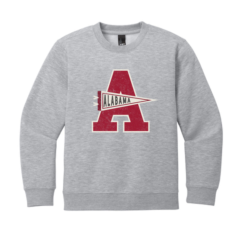 The Alabama Pennant A | Youth Light Heather Grey Sweatshirt