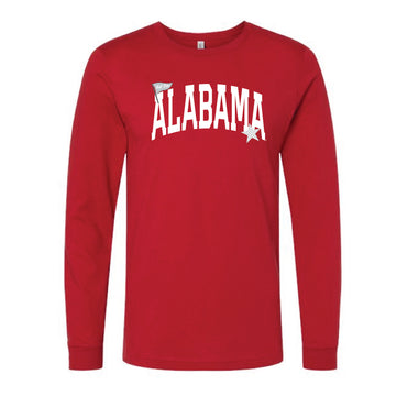 The Alabama Pennant Star | Adult Canvas Red Long Sleeve Tee