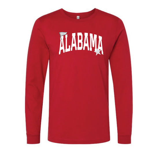 The Alabama Pennant Star | Adult Canvas Red Long Sleeve Tee