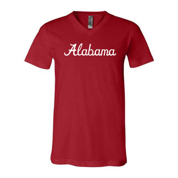 The Alabama Script Logo | Canvas Red V-Neck