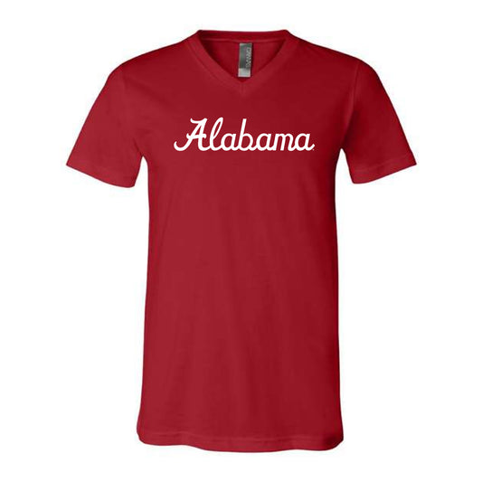 The Alabama Script Logo | Canvas Red V-Neck