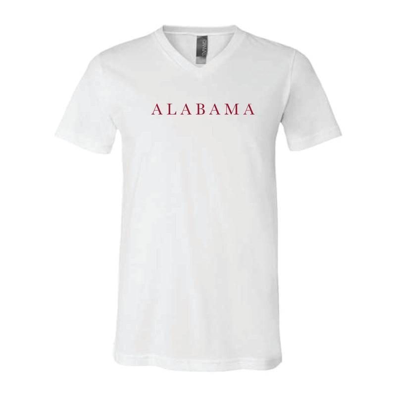 The Alabama Serif | White V-Neck Tee