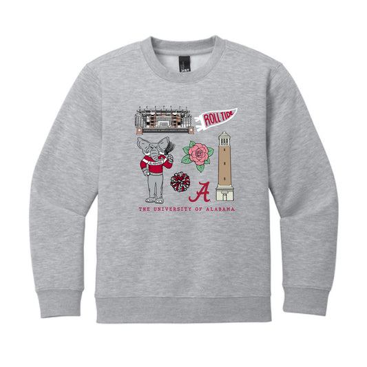 The All Things Alabama | Youth Light Heather Grey Sweatshirt