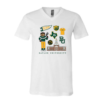 The All Things Baylor | White V-Neck Tee