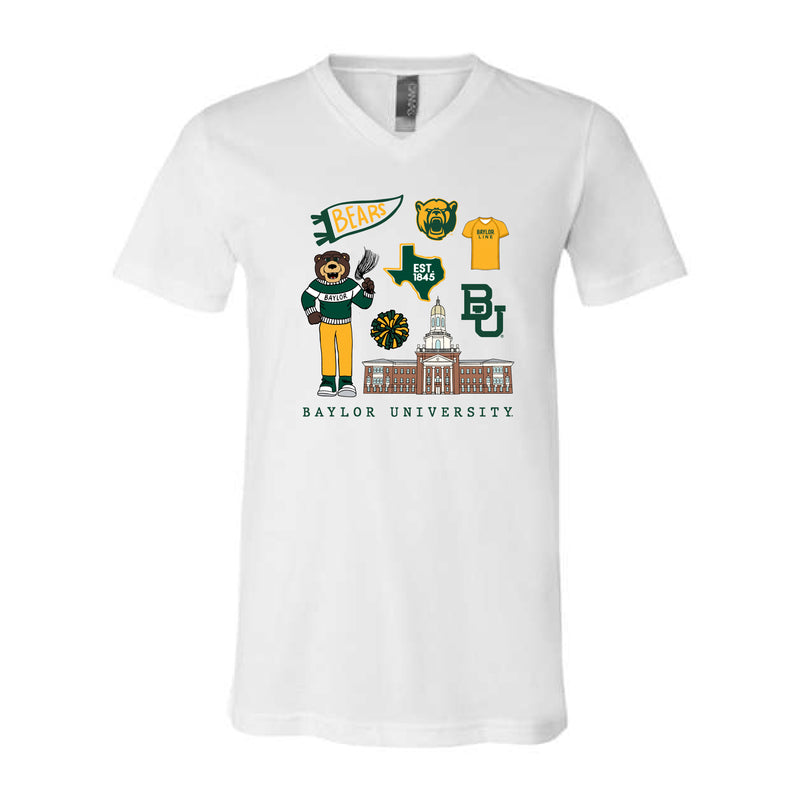 The All Things Baylor | White V-Neck Tee