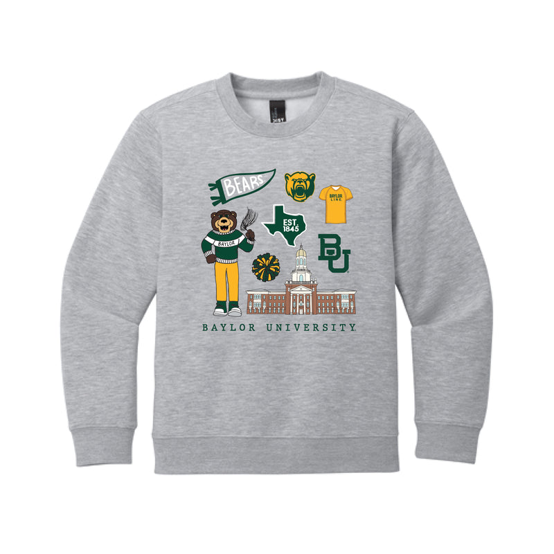 The All Things Baylor | Youth Light Grey Heather Sweatshirt