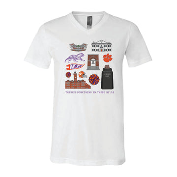 The All Things Clemson | White V-Neck Tee