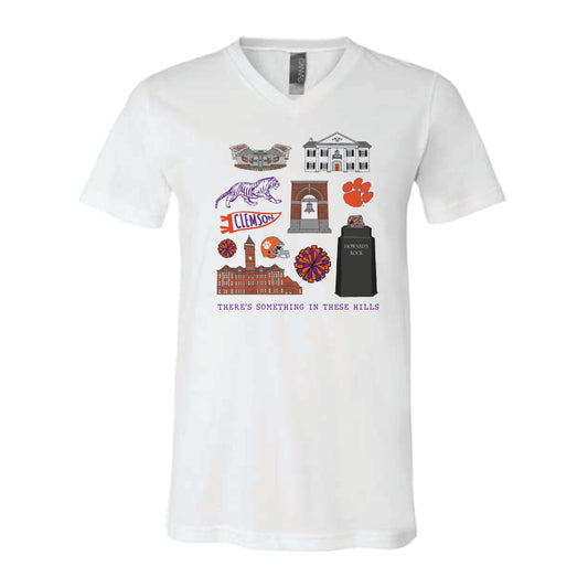 The All Things Clemson | White V-Neck Tee