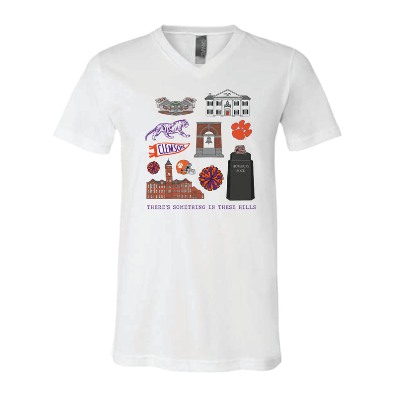 The All Things Clemson | White V-Neck Tee