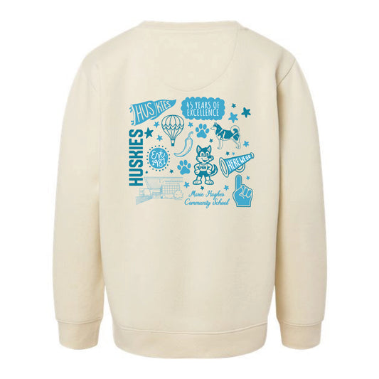 The All Things Huskies | Youth Natural Crewneck Sweatshirt