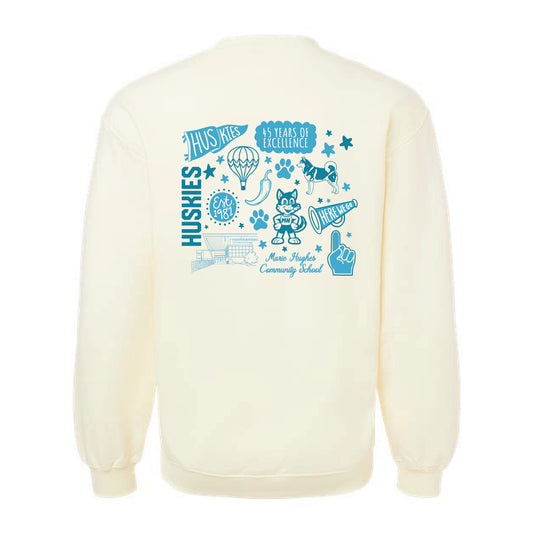 The All Things Huskies | Adult Off White Crewneck Sweatshirt