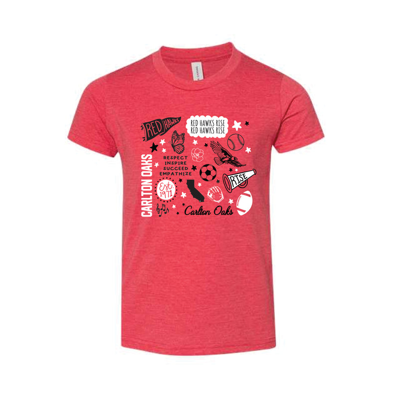 The All Things Red Hawks | Youth Heather Red Tee