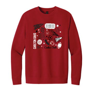 The All Things Red Hawks | Adult Red Crewneck Sweatshirt