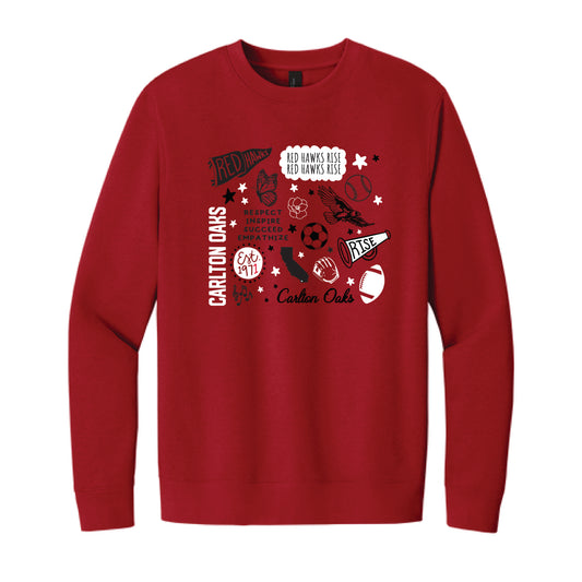 The All Things Red Hawks | Adult Red Crewneck Sweatshirt