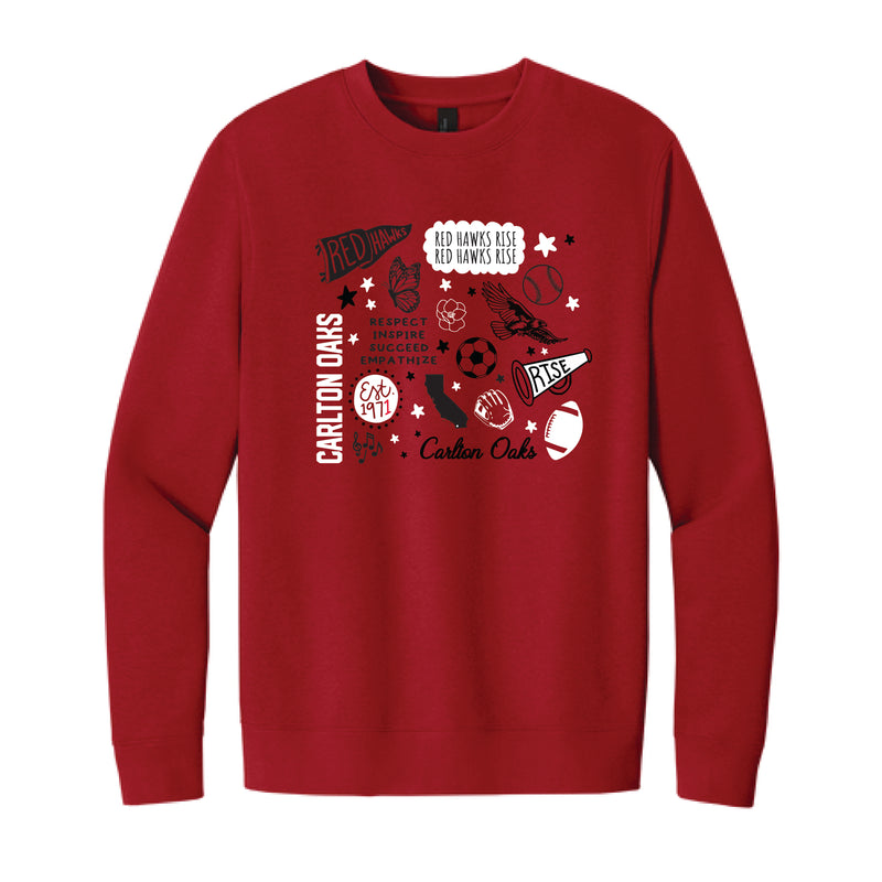 The All Things Red Hawks | Adult Red Crewneck Sweatshirt
