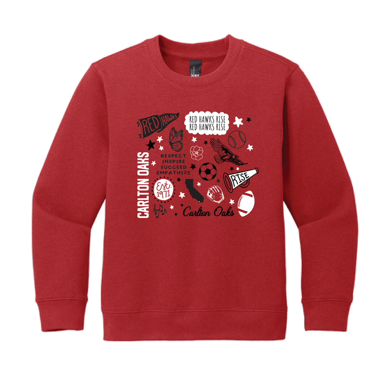 The All Things Red Hawks | Youth Red Crewneck Sweatshirt