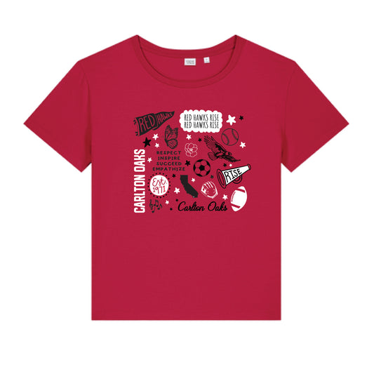 The All Things Red Hawks | Adult Red Scoop Neck Tee