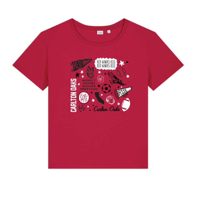 The All Things Red Hawks | Adult Red Scoop Neck Tee