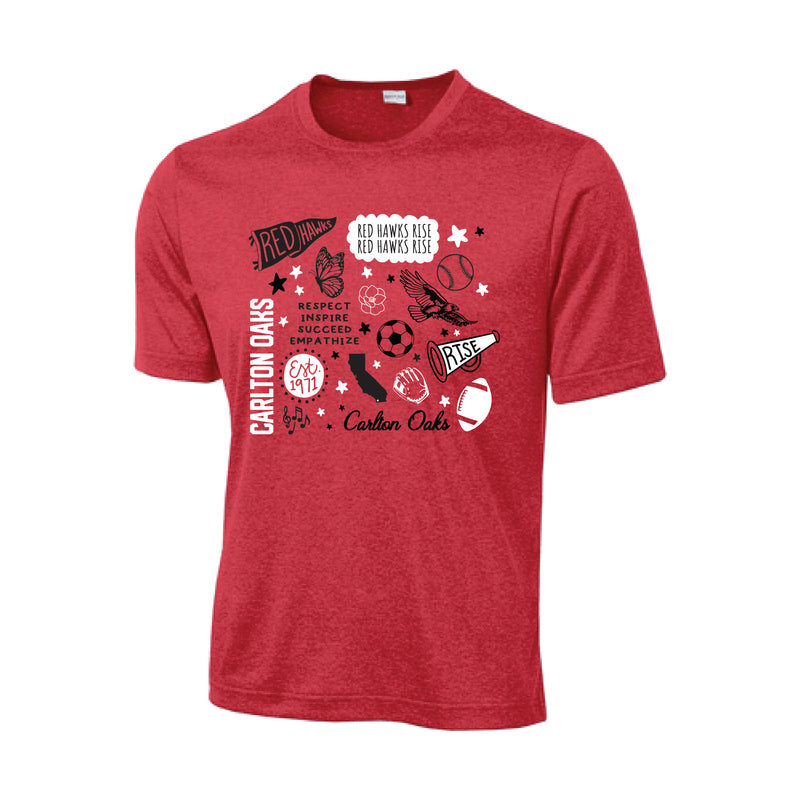 The All Things Red Hawks | Youth Scarlet Heather Performance Tee