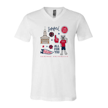 The All Things Samford | White Vneck Tee
