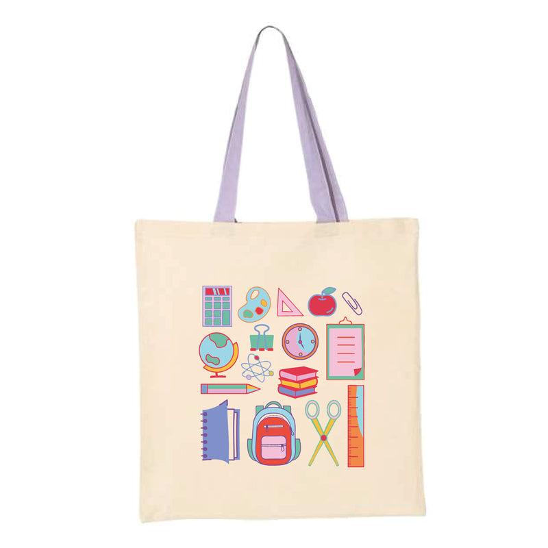 The All Things Teachers | Natural/ Lavender Tote