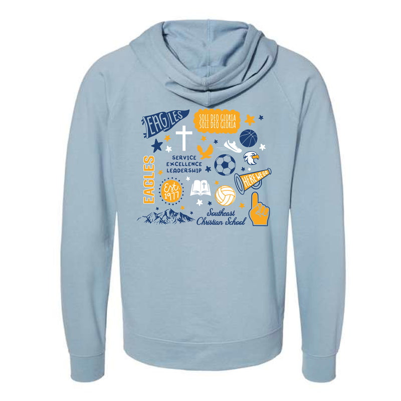 The All Things Southeast Christian | Adult Misty Blue Full-Zip Hooded Sweatshirt