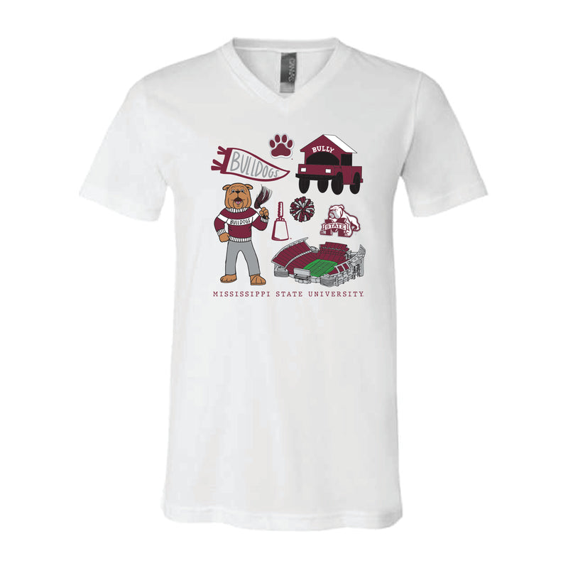 The All Things State | White V-Neck Tee