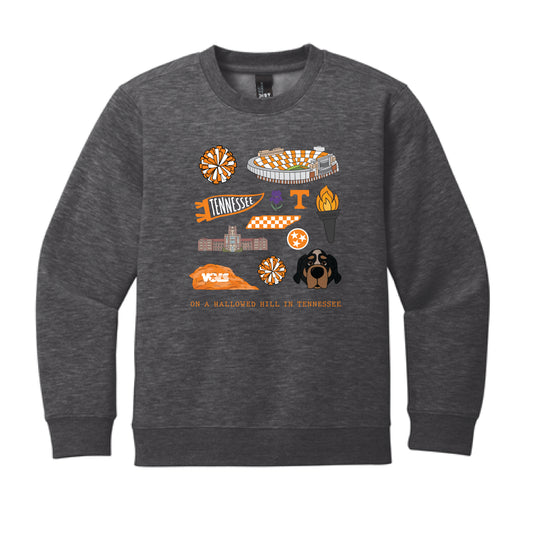 The All Things Tennessee | Youth Heather Charcoal Crew Sweatshirt