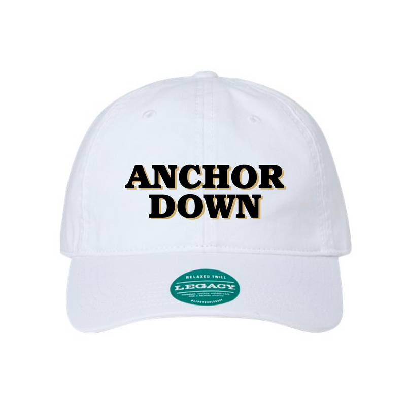 The Anchor Down Block Embroidered | White Legacy Dad Hat