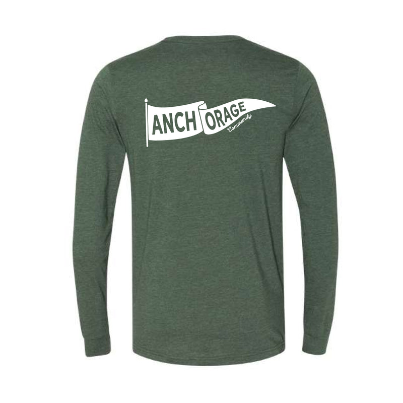 The Anchorage Wavy Flag | Heather Forest Long Sleeve Tee