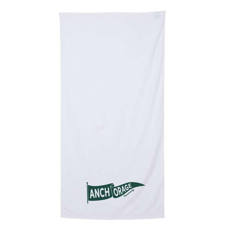 The Anchorage Wavy Flag | White Beach Towel