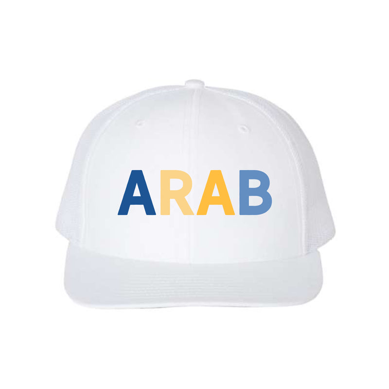 The Arab Multi | Embroidered White Richardson Trucker Cap